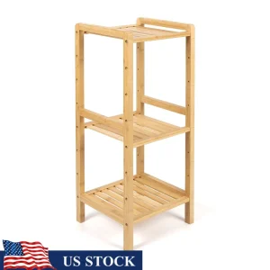 30 Inch Bamboo Three Tier Free Standing Bathroom Shelf