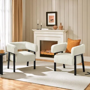 Corduroy Barrel Accent Chair Set of 2